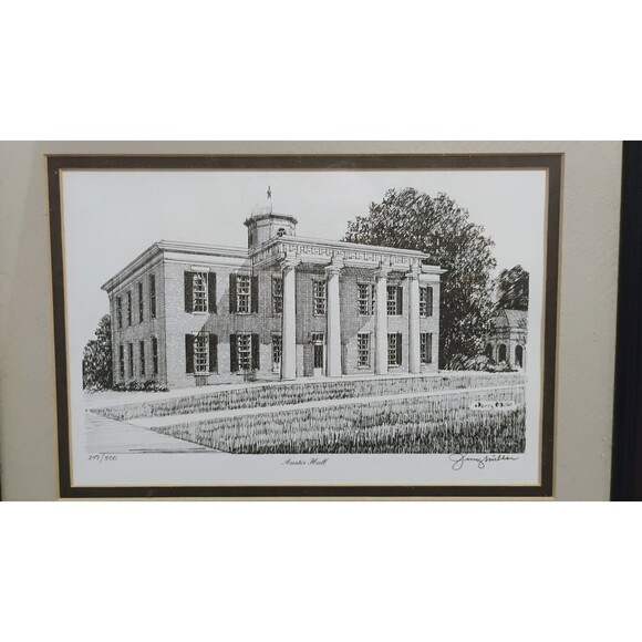 JERRY MILLER SAM HOUSTON STATE U AUSTIN HALL FRAMED MATTED & SIGNED ART PRINT - Picture 3 of 7